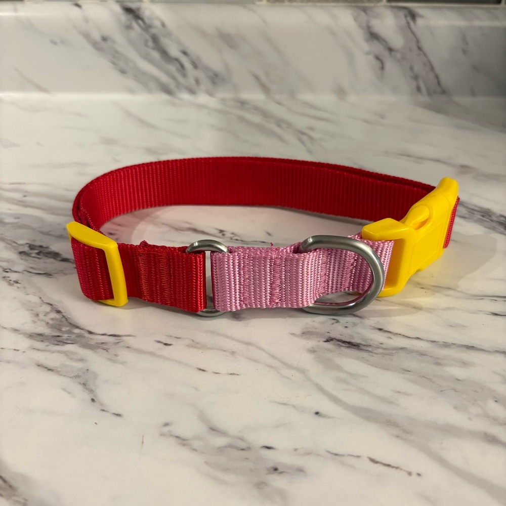 Lego Collection dog‎ collar colour block pink yellow